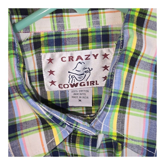 Cowgirl Shirt Womens Sz Medium Sleeveless Plaid Pearl Snap Western Purple Rodeo - Picture 3 of 9